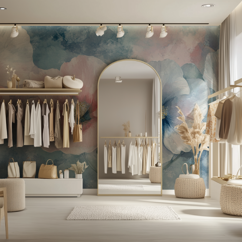 Papier peint fleur tombante dressing