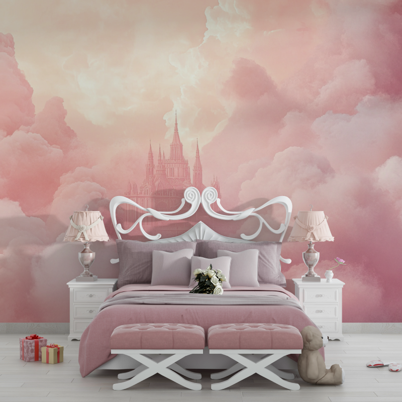 Papier peint palais cache chambre filles