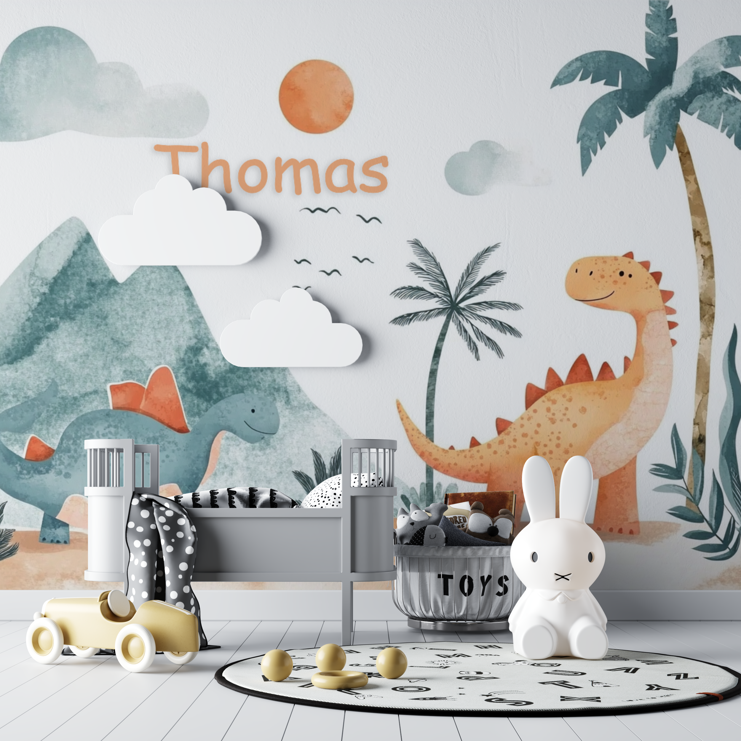 Papier peint prenom dino bebe tipi