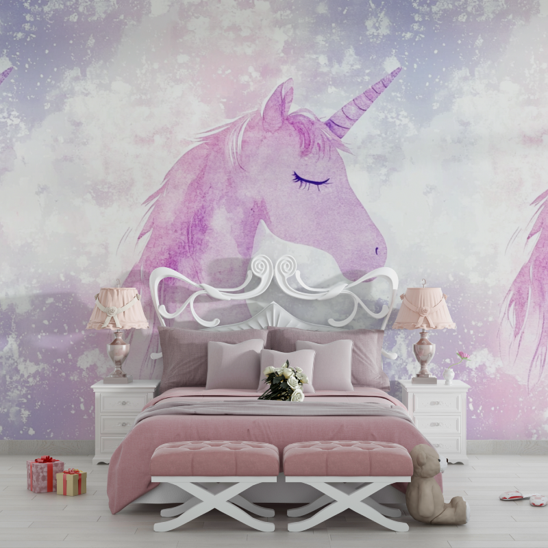 Papier peint deco licorne chambre fille chambre filles