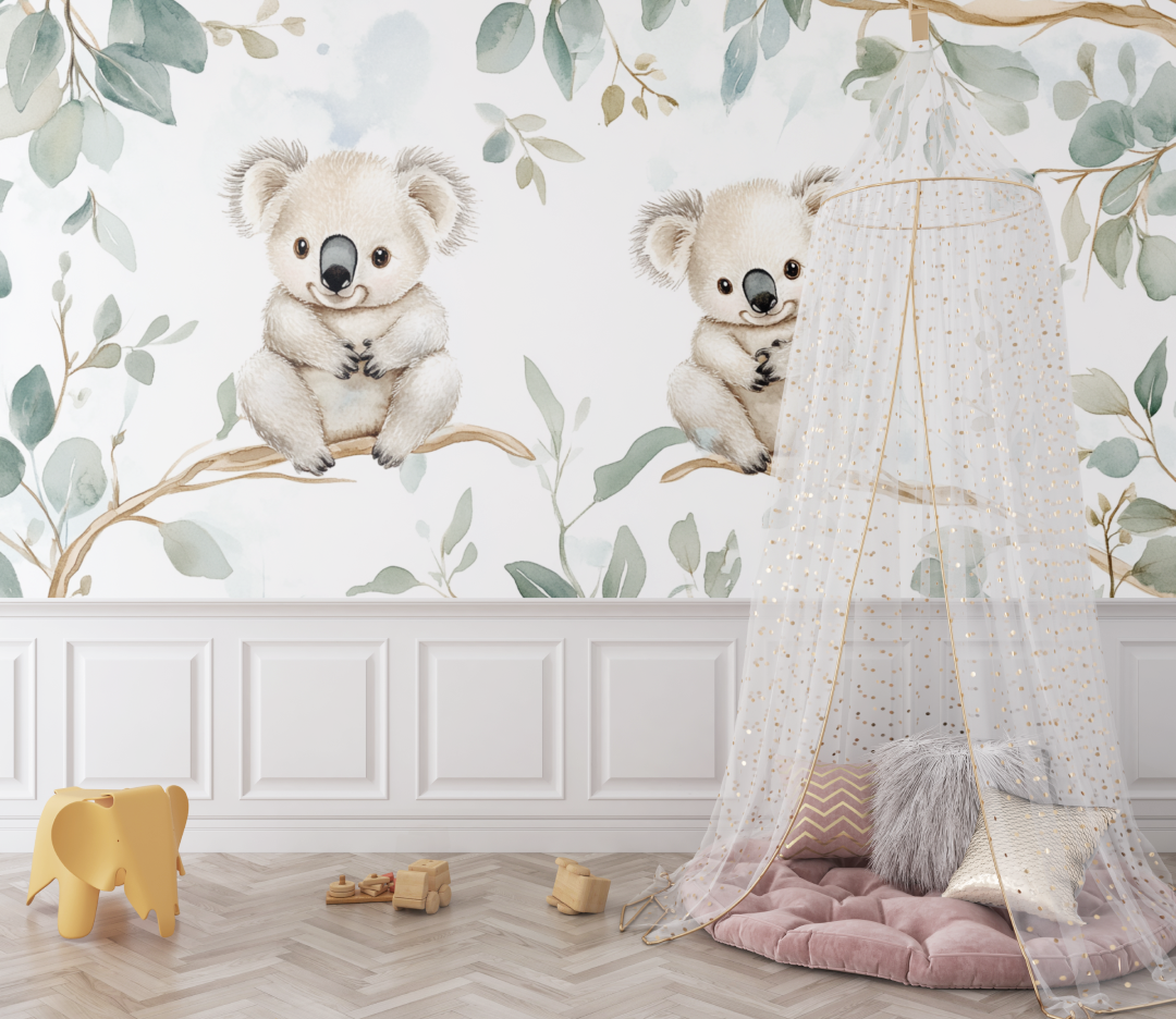 Papier peint koala naissance en douceur bebe