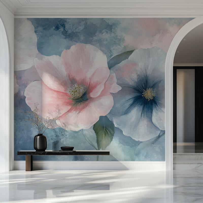 Papier peint fleur tombante salon beau