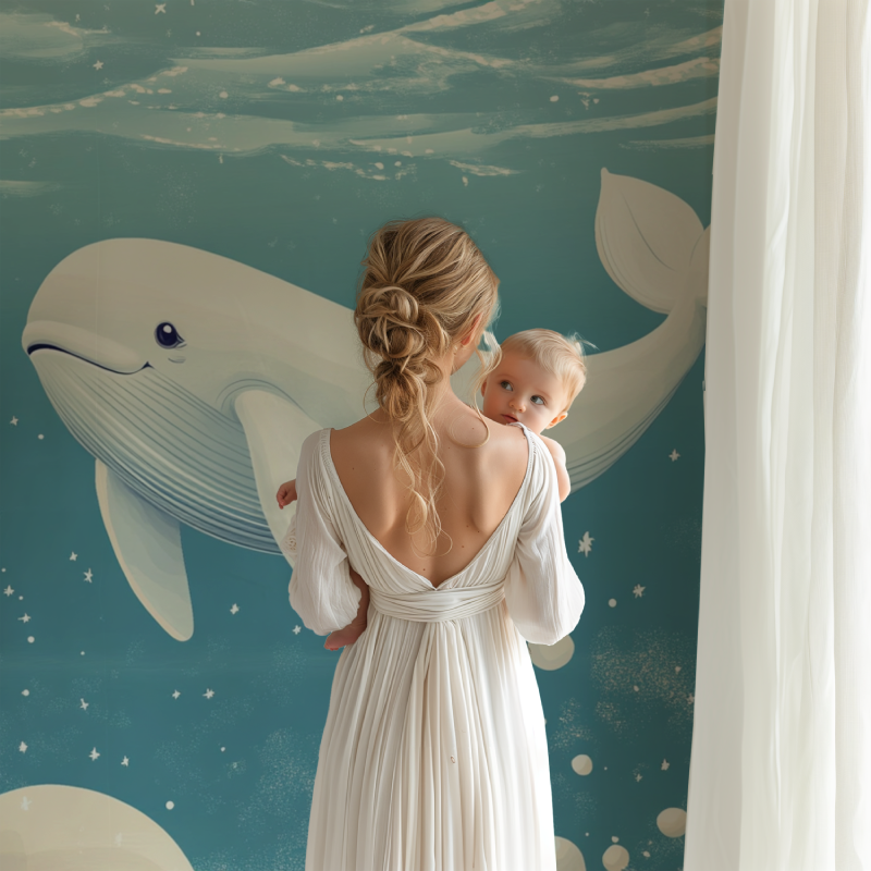 Papier peint baleine bebe bb123