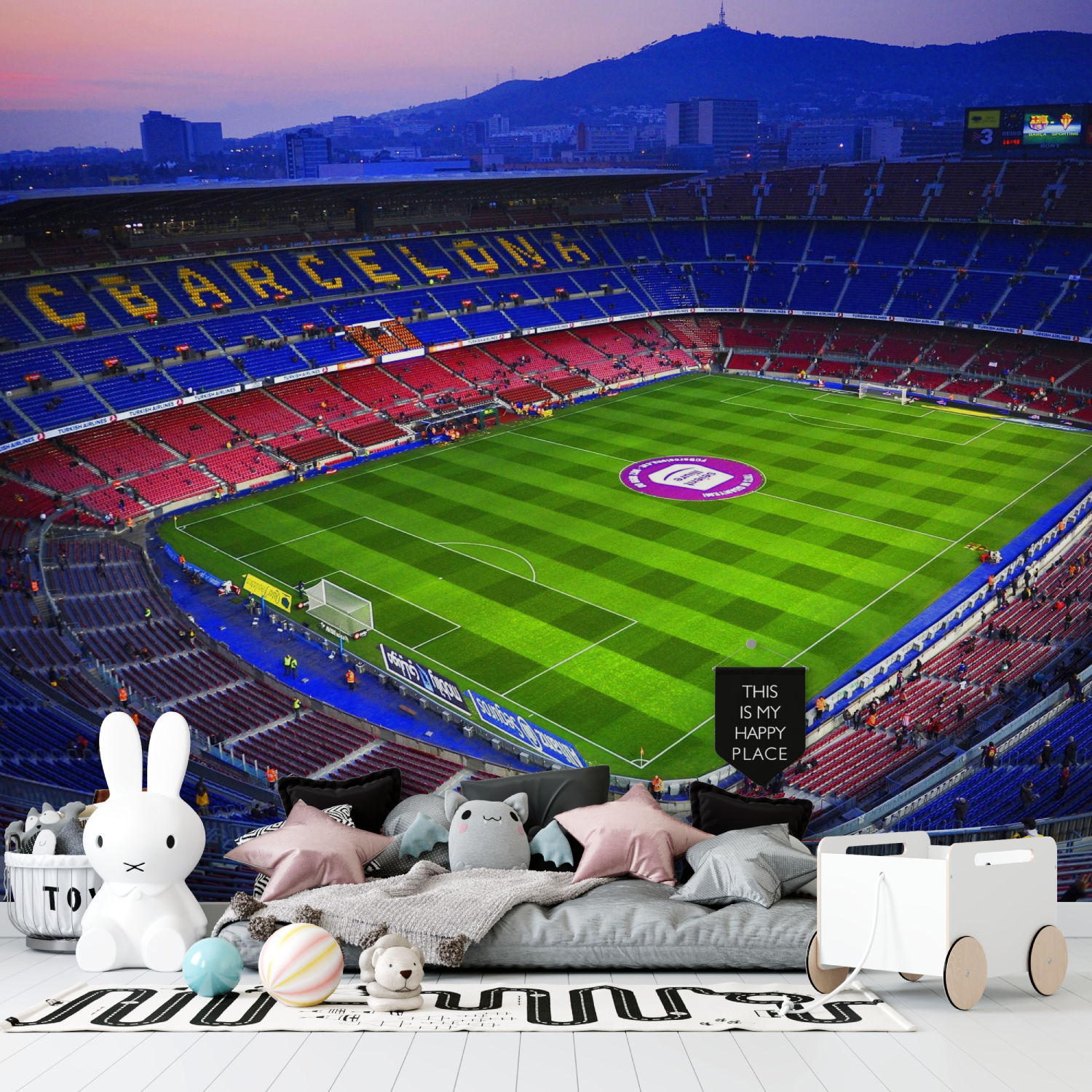 Papier peint foot barca tapisserie garcon