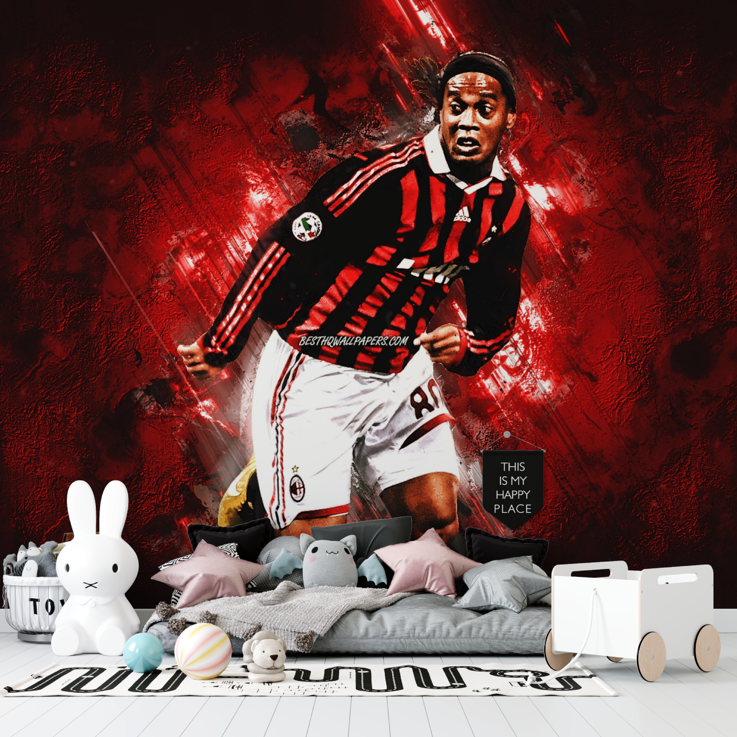 Papier peint jour de foot ronaldinho rouge tapisserie garcon