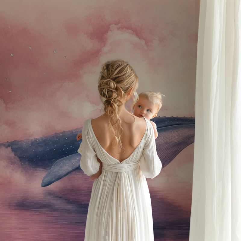 Papier peint baleine et bateau bb123