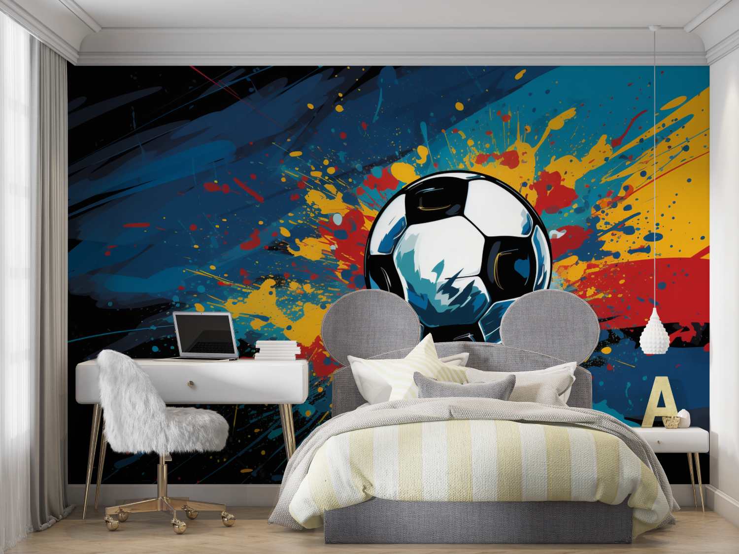 Papier peint foot vintage mur chambre panoramique