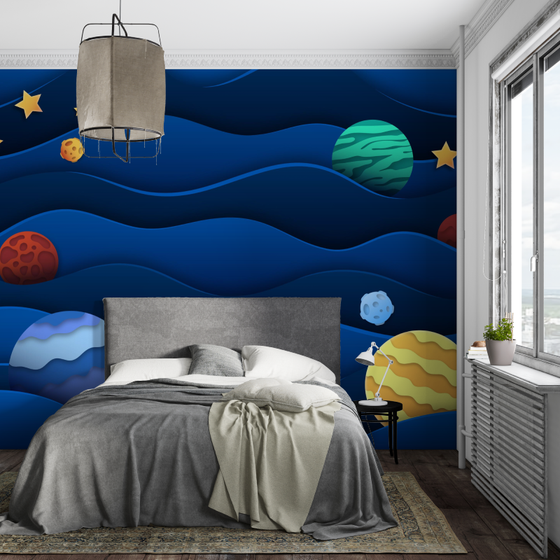 Papier peint chambre garcon espace piece ados