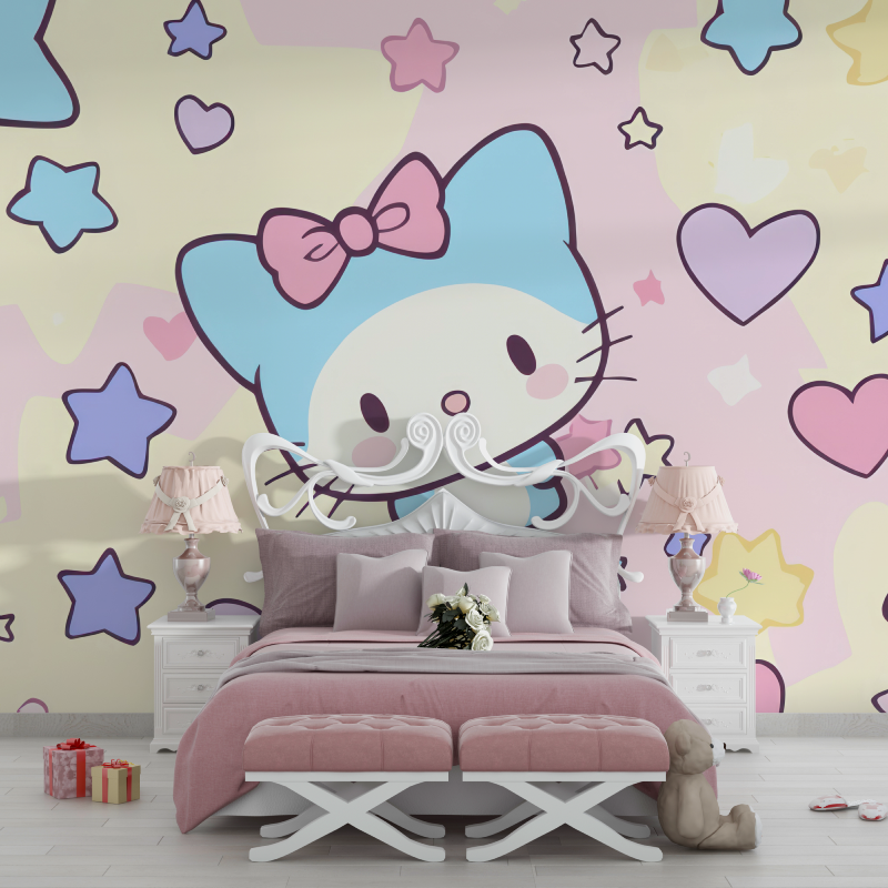 Papier peint hello kitty kawai chambre filles