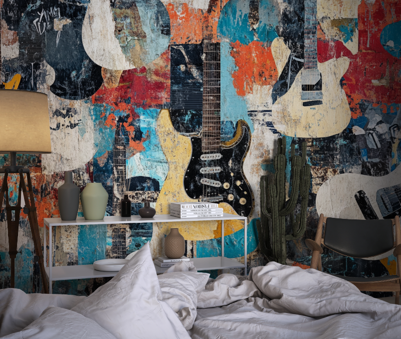 Papier peint abstrait rock chambre dado1