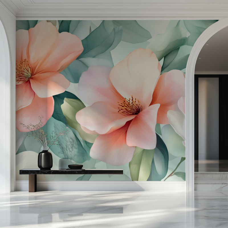 Papier peint fleur moderne en pointe salon beau