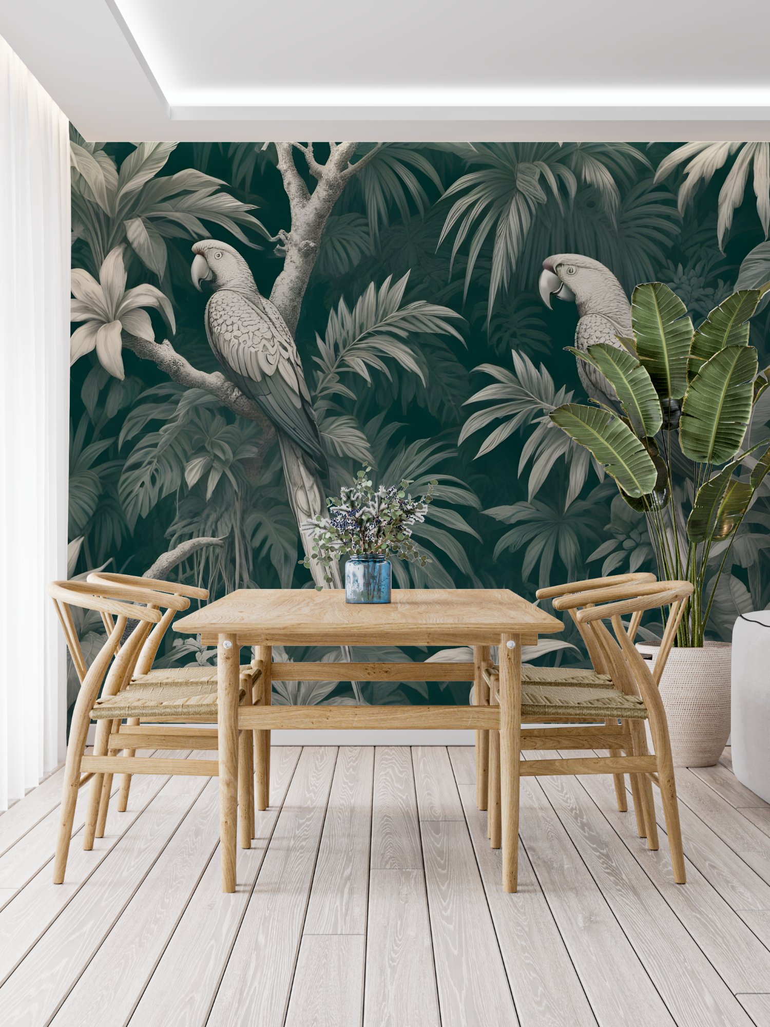 Papier Peint Toile De Jouy Exotique - panoramique-mur