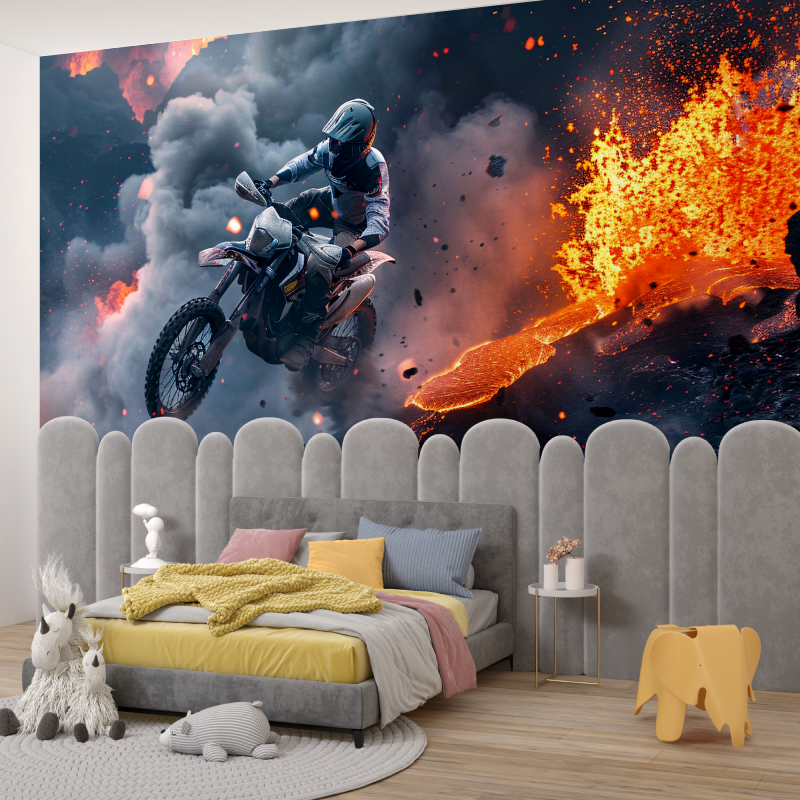 Papier peint garcon moto volan garcon345