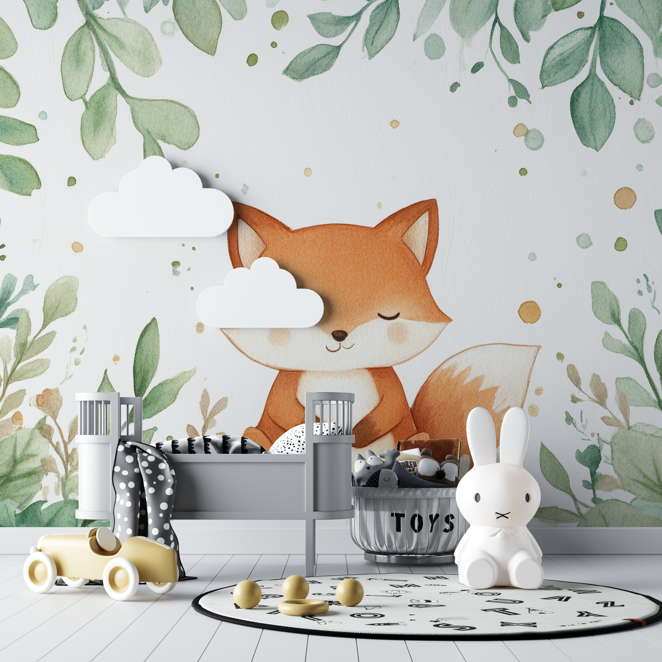 Papier peint renard nouveau ne bebe tipi