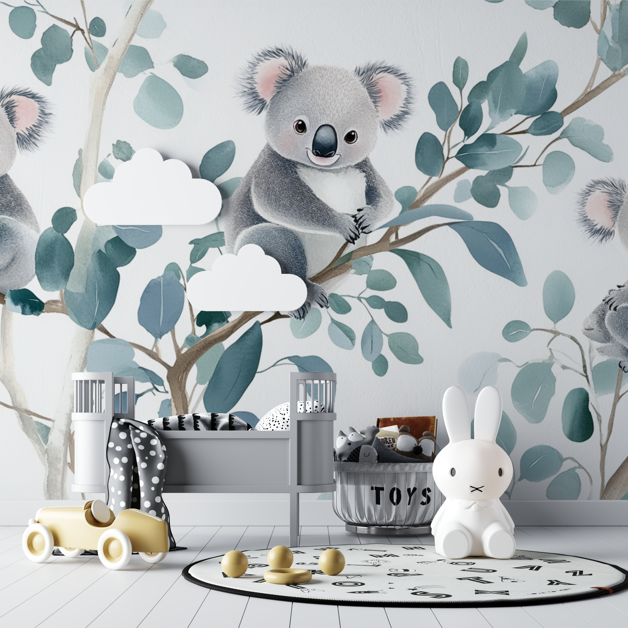 Papier peint koala et ciel nacre bebe tipi