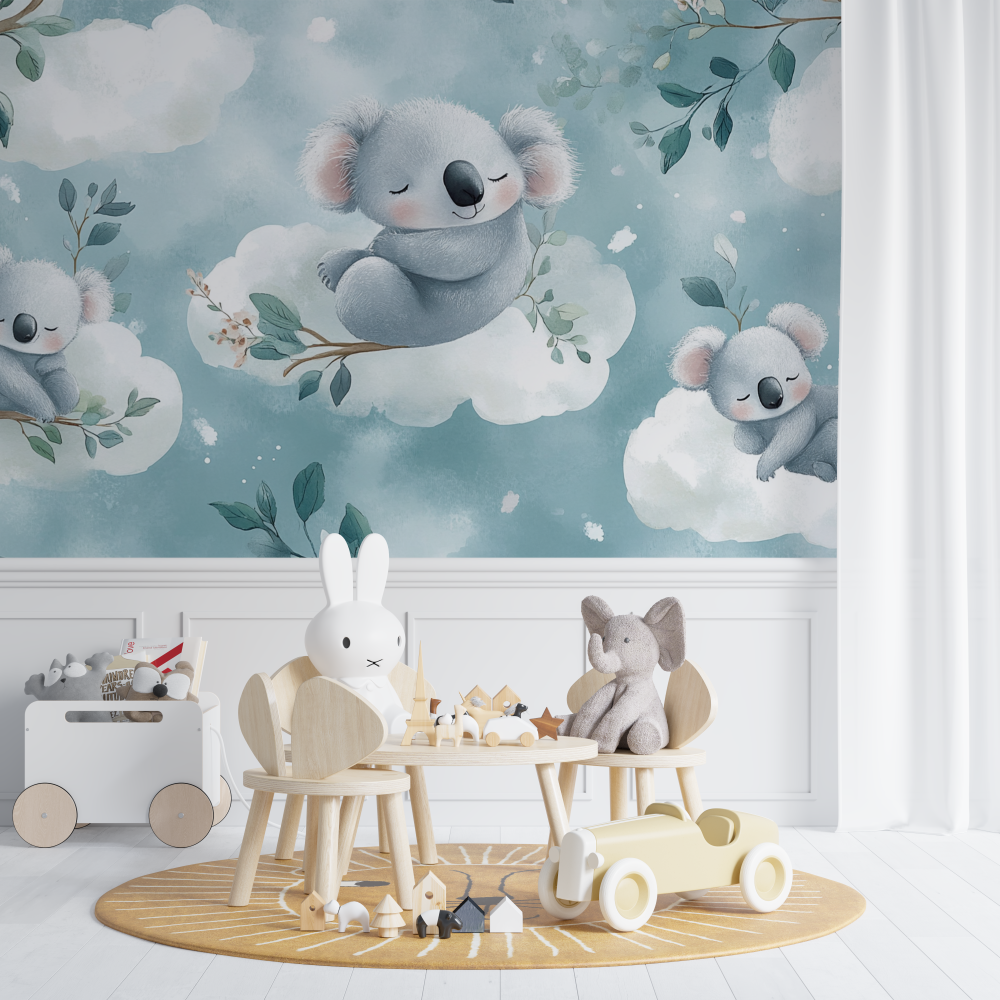 Papier peint koala dans les nuages chambre de bebe