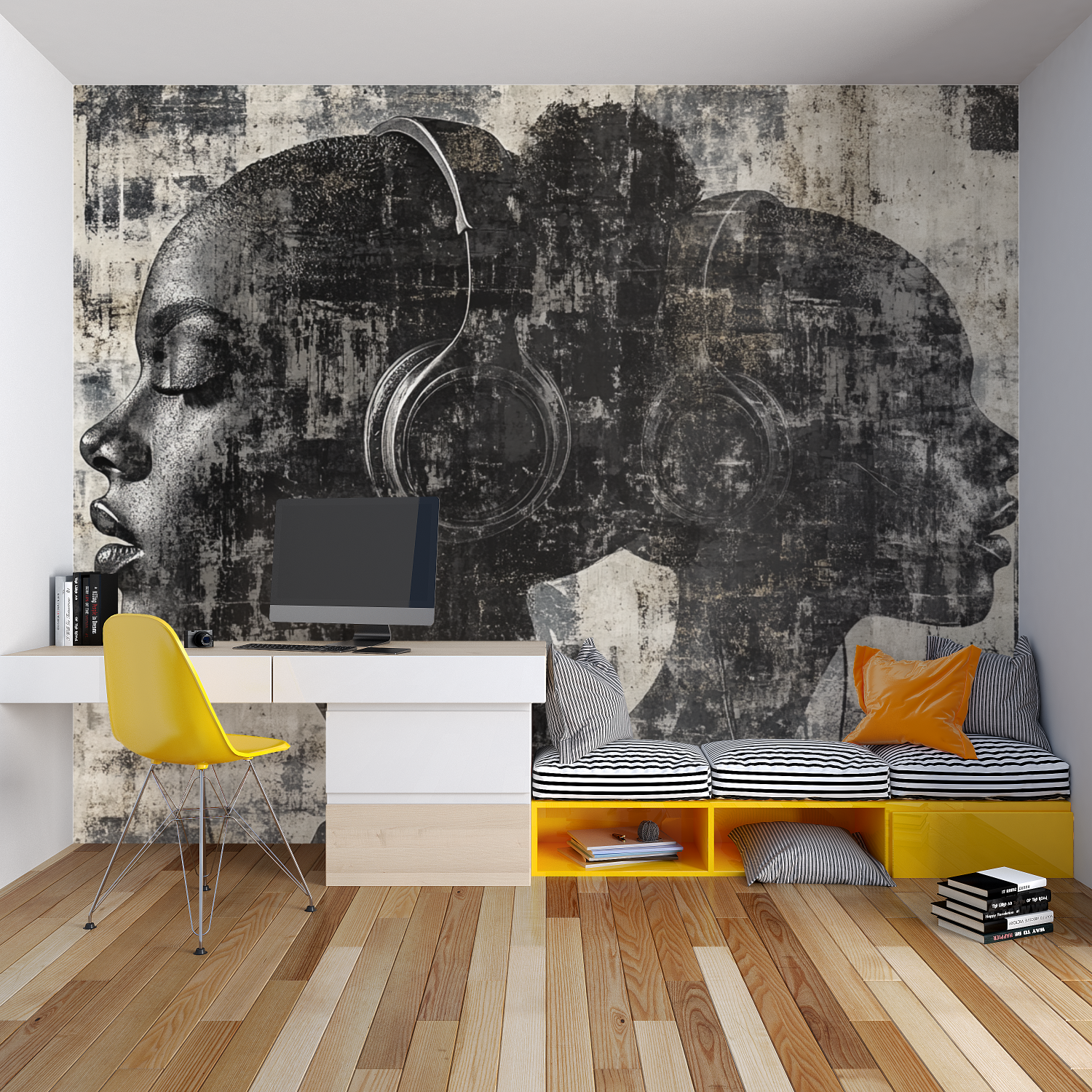 Papier peint instrument de musi...chambre chambre garcon lit