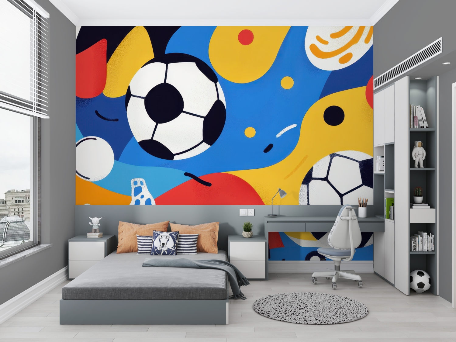 Papier peint ballon foot enfant chambre petit