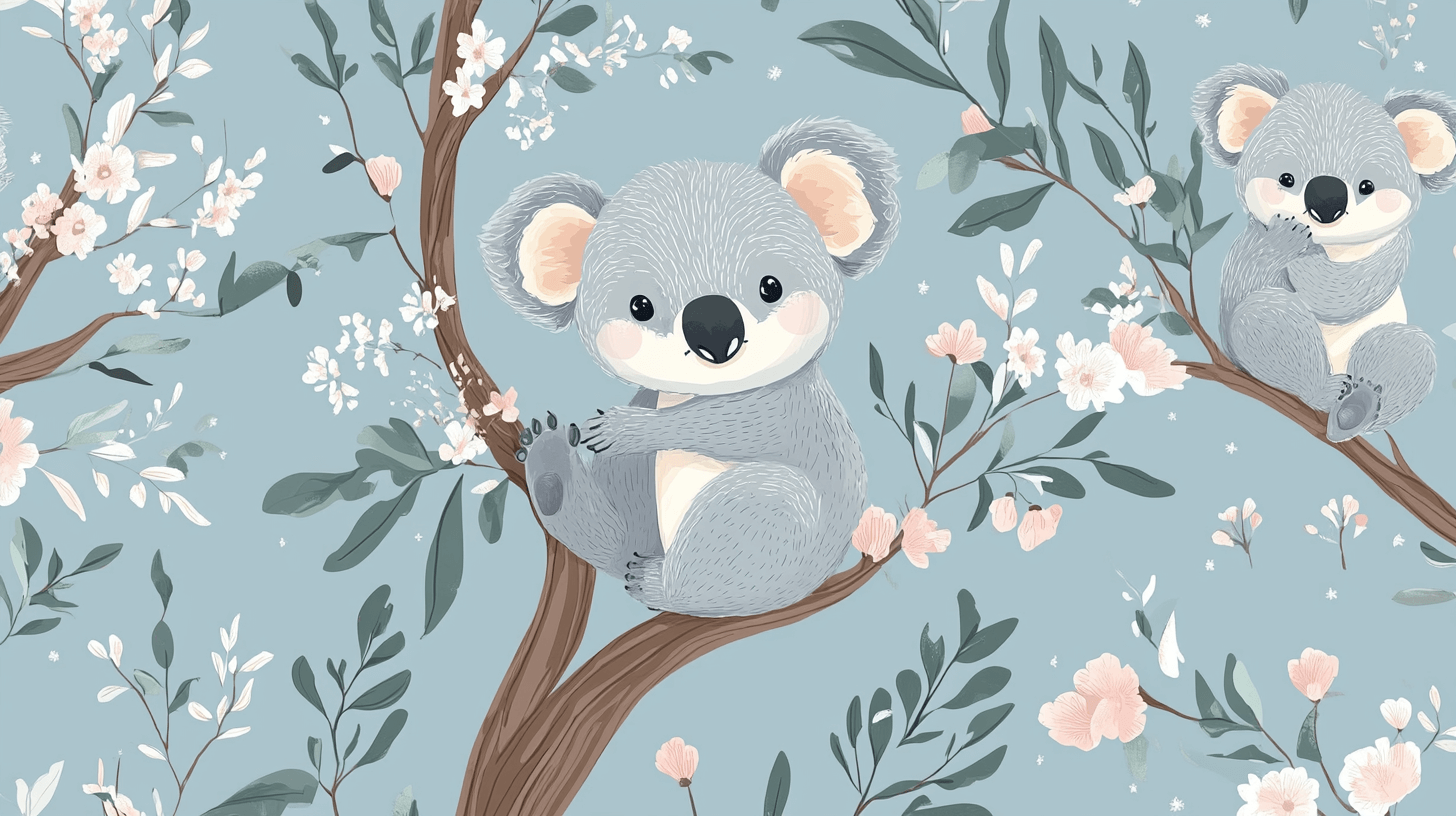 Papier Peint Koala Et Tétine Étoilée