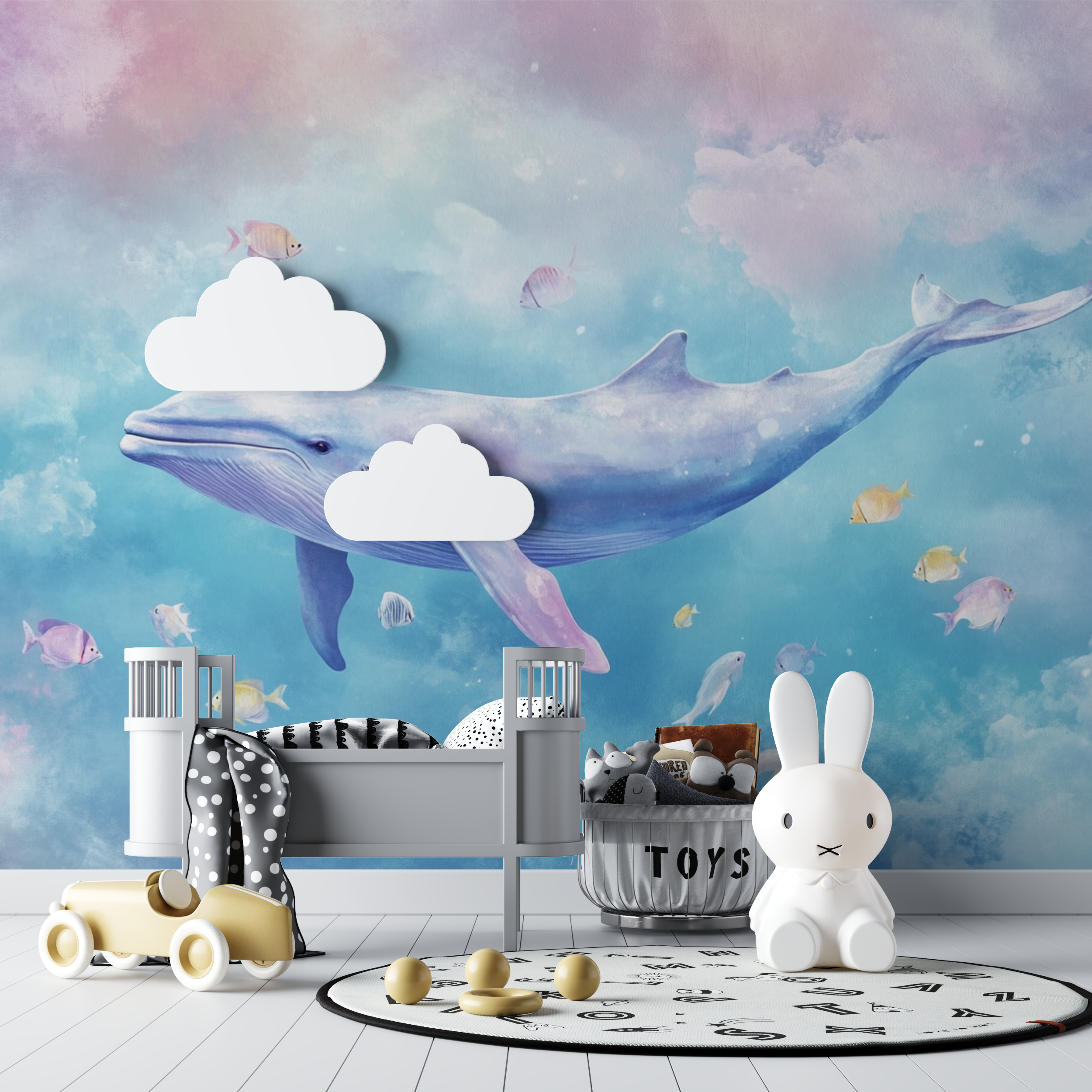 Papier peint marin baleine et ocean bebe tipi