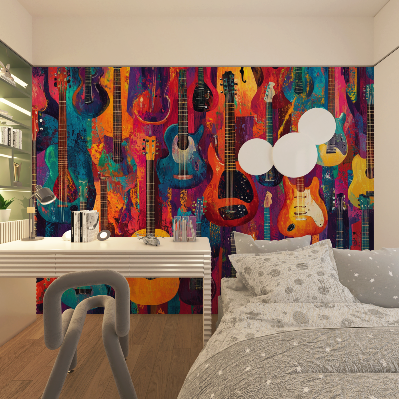 Frise papier peint instrument de musique chambre adolescents