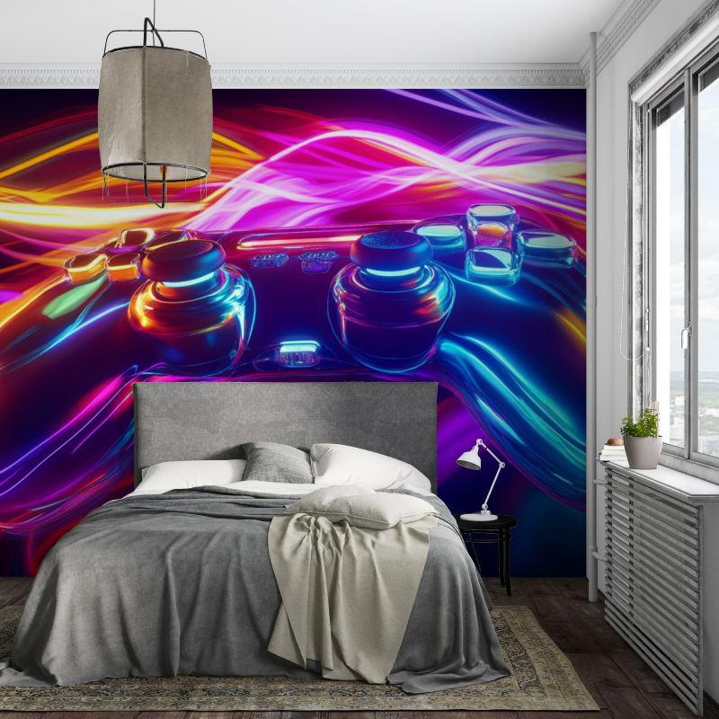 Papier peint explosion de jeux neon piece ados