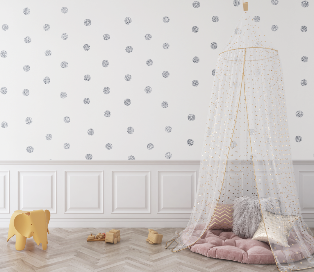 Papier peint Chambre bébé monochrome gris - bebe unisexe