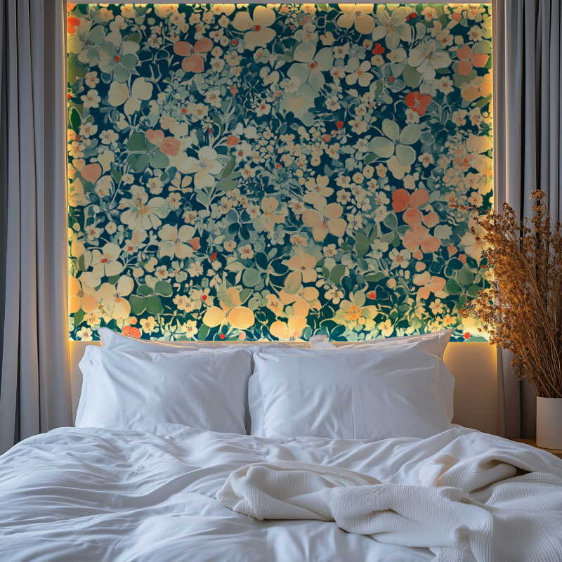 Papier peint vintage fleurs chambre premium