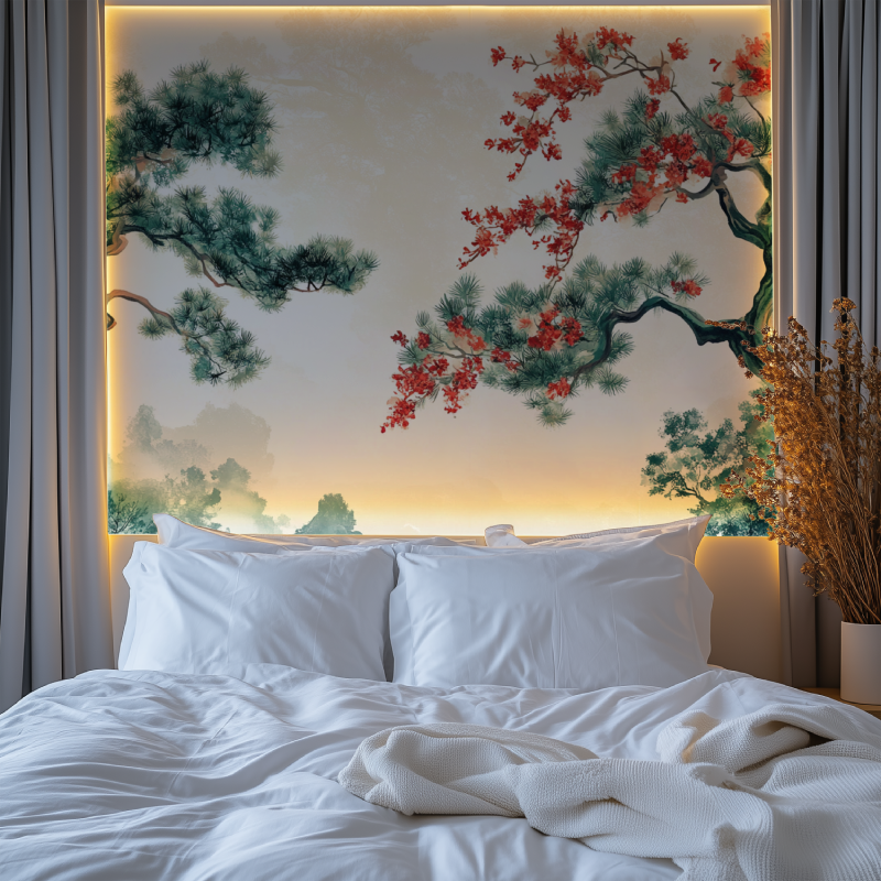 Papier peint arbre japon chambre premium