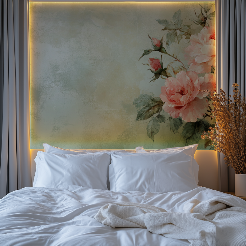 Papier peints vintage fleurs chambre tendanc