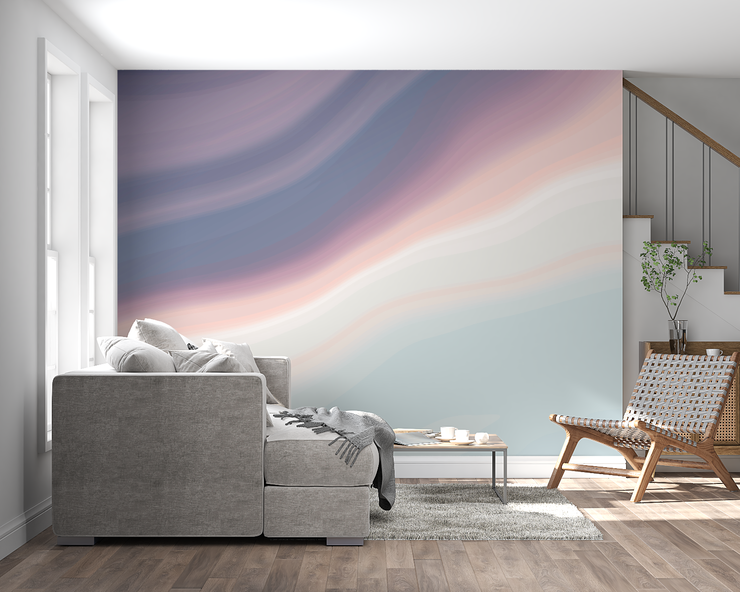 Papier peint aquarelle degrade boheme panoramique mural