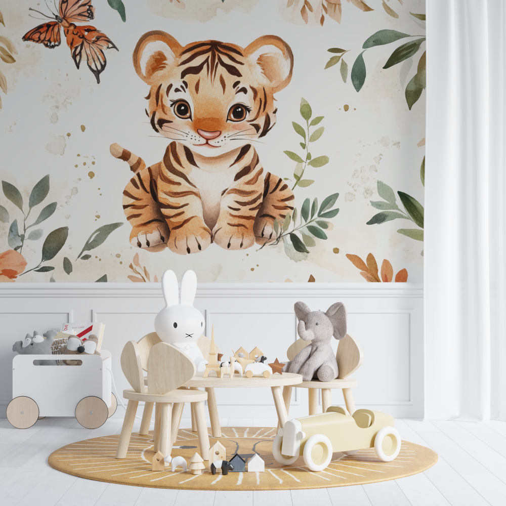 Papier peint tigre safari enfant chambre de bebe