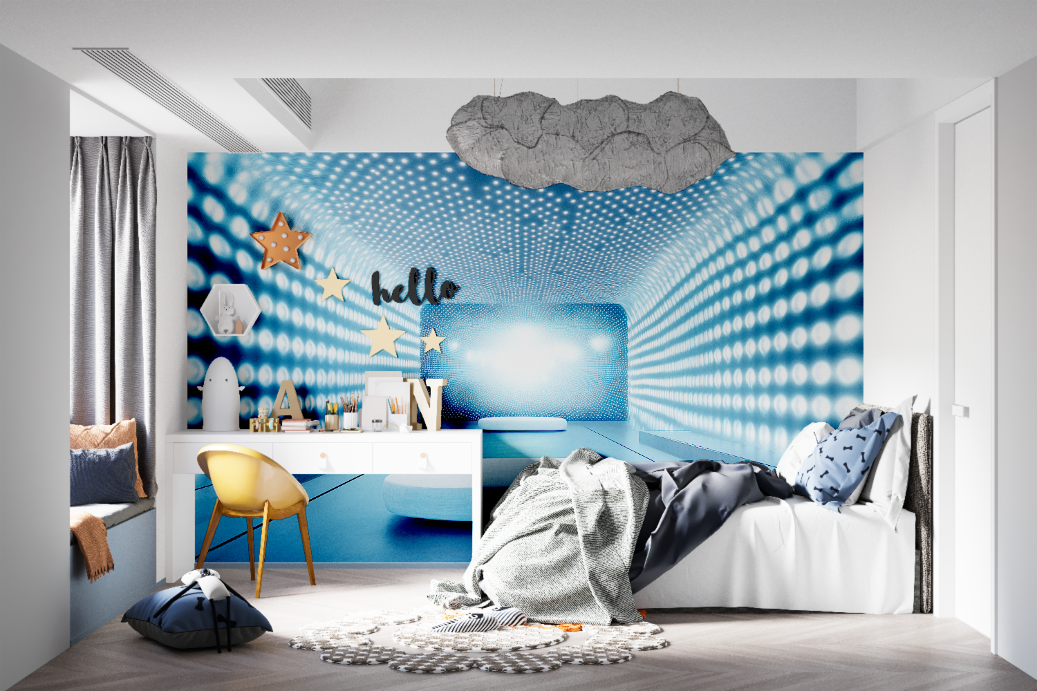 Papier peint chambre futuriste tapisseries murale