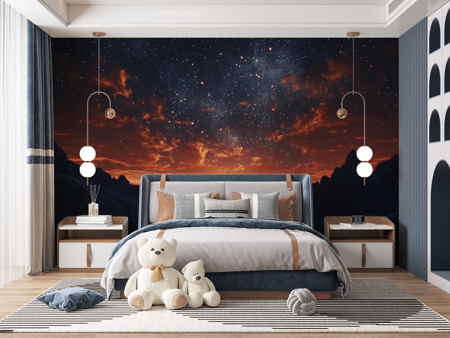 Papier peint coucher de soleil sur mars mur panoramique