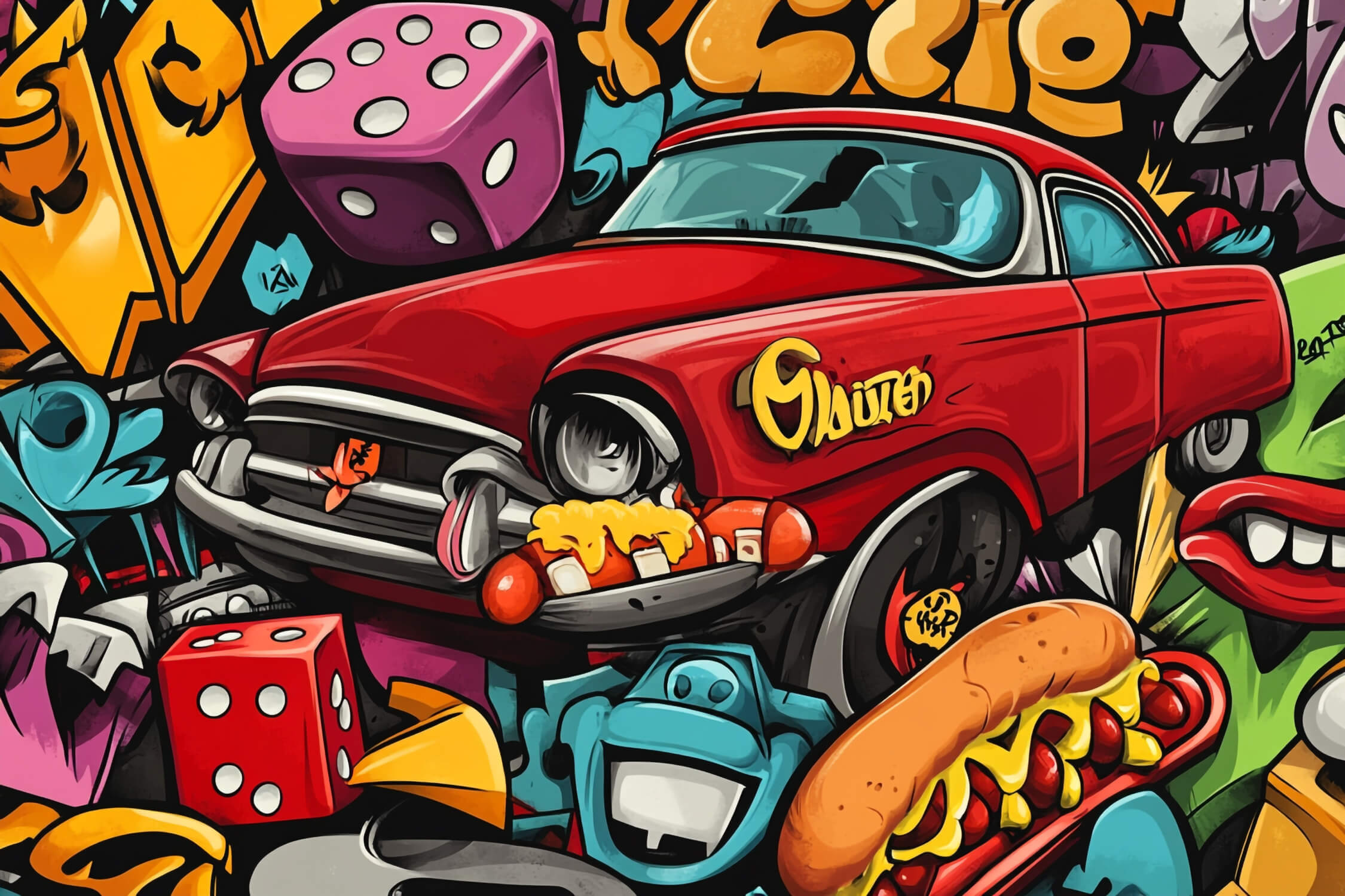 Papier Peint Graffiti Voiture Ancienne