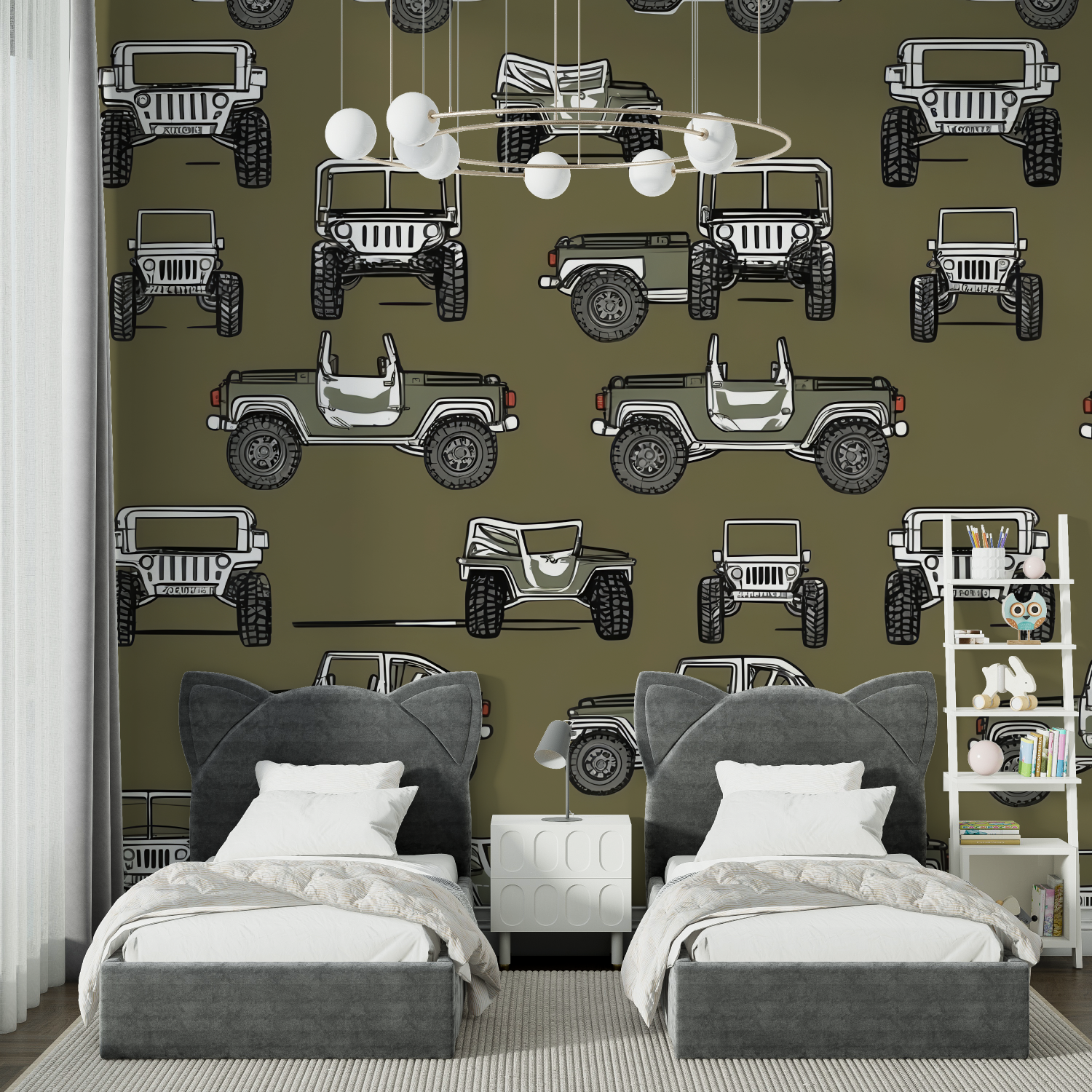 Papier peint motif voiture de rallye chambre spiderman