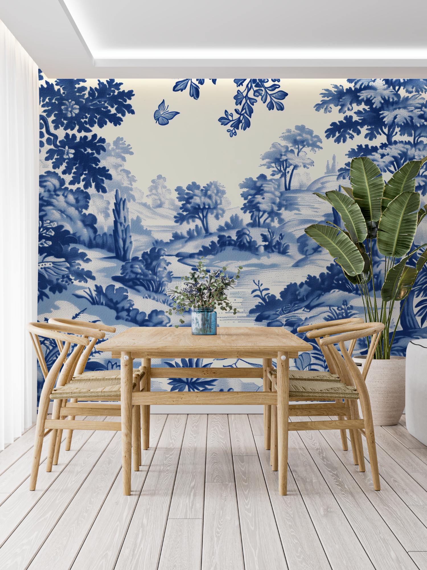 Papier Peint Toile De Jouy Style Boheme - panoramique tendance