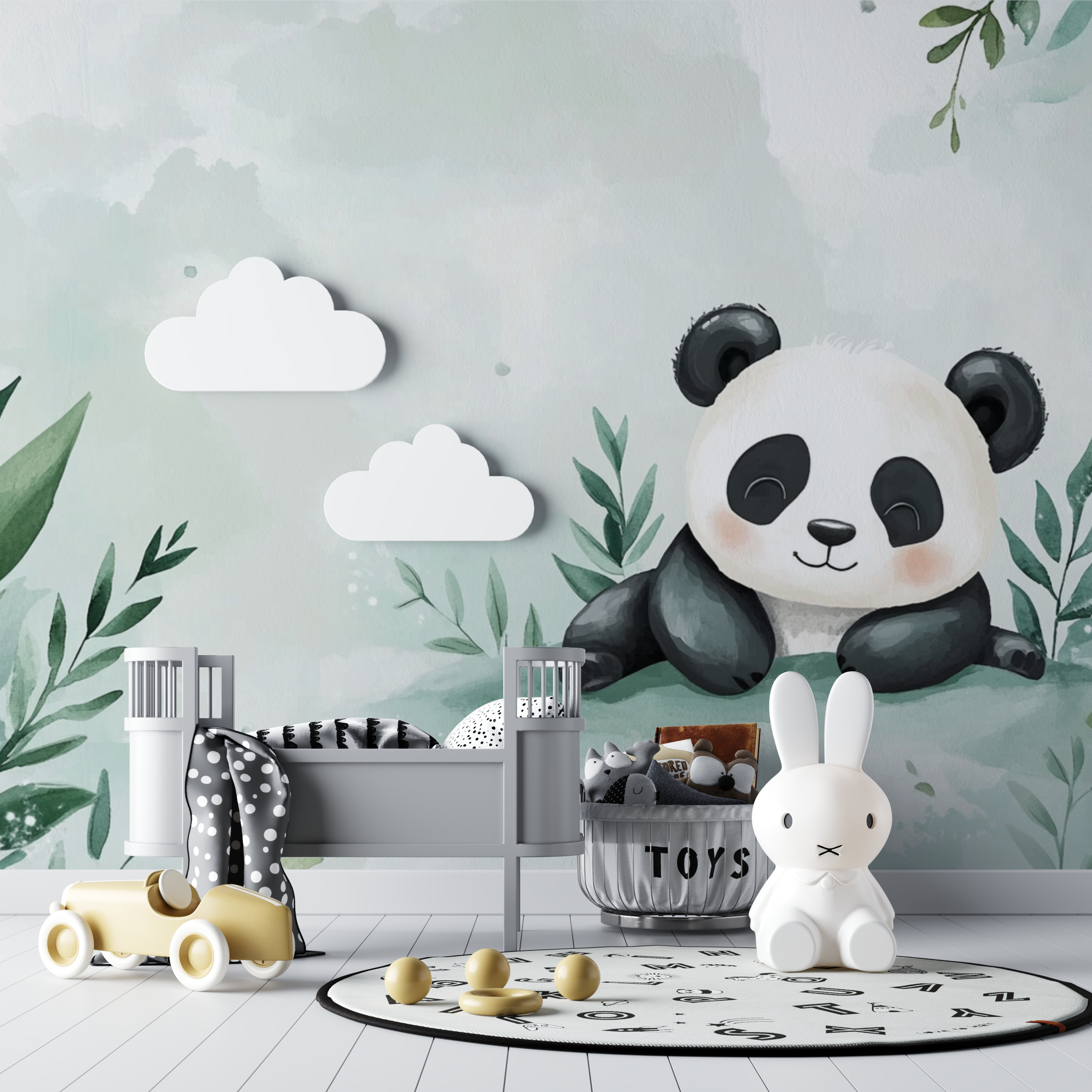 Papier peint panda endormi bebe tipi
