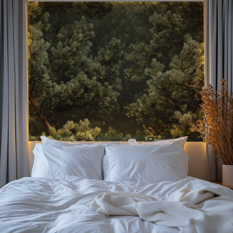 Papier peint trompe loeil arbre chambre tendanc