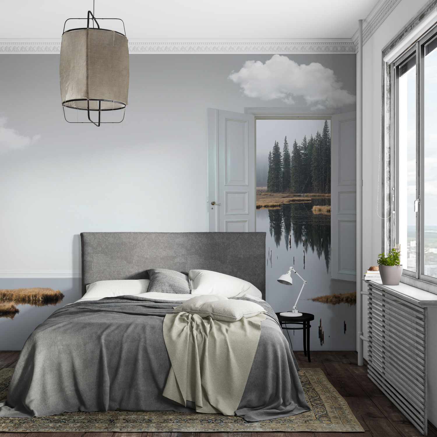 Papier Peint Porte Trompe L'Oeil - pano mural