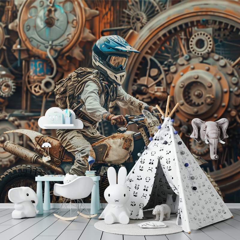 Papier peint panoramique indust... motocross tapisserie murs