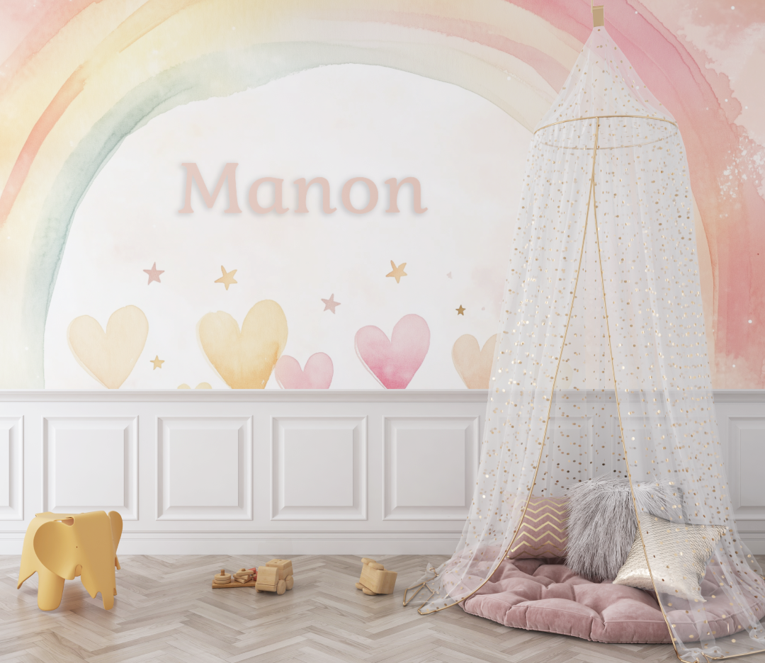 Papier peint prenom aquarelle bebe