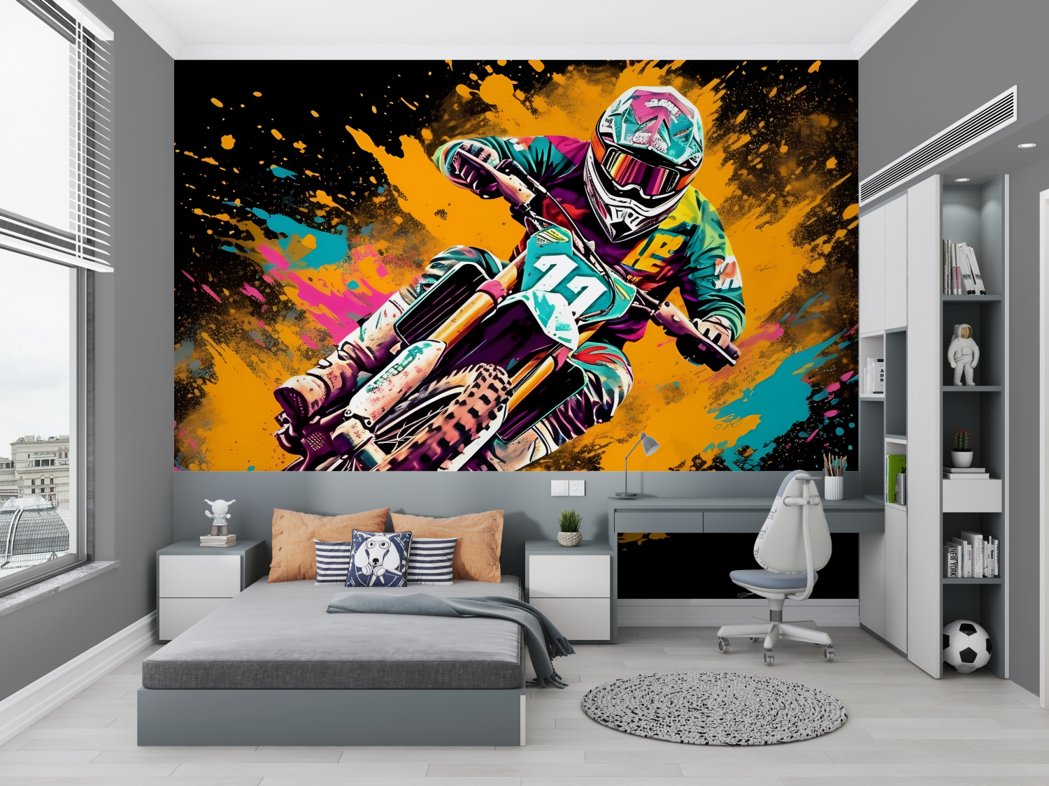Papier peint graffiti motocross chambre petit