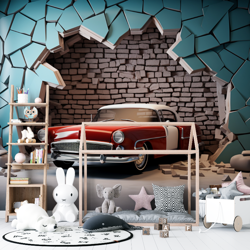 Papier peint trompe loeil voiture 12