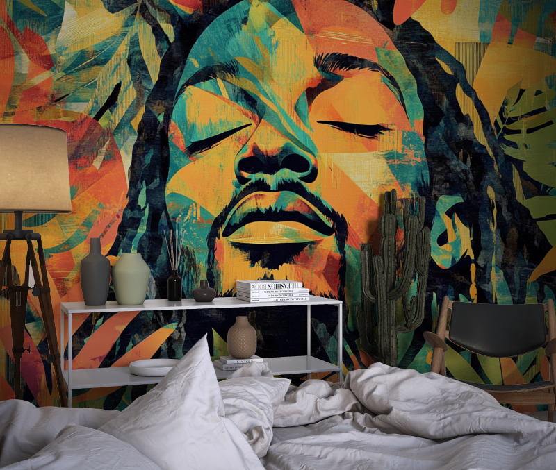 Papier peint afro salon chambre dado1