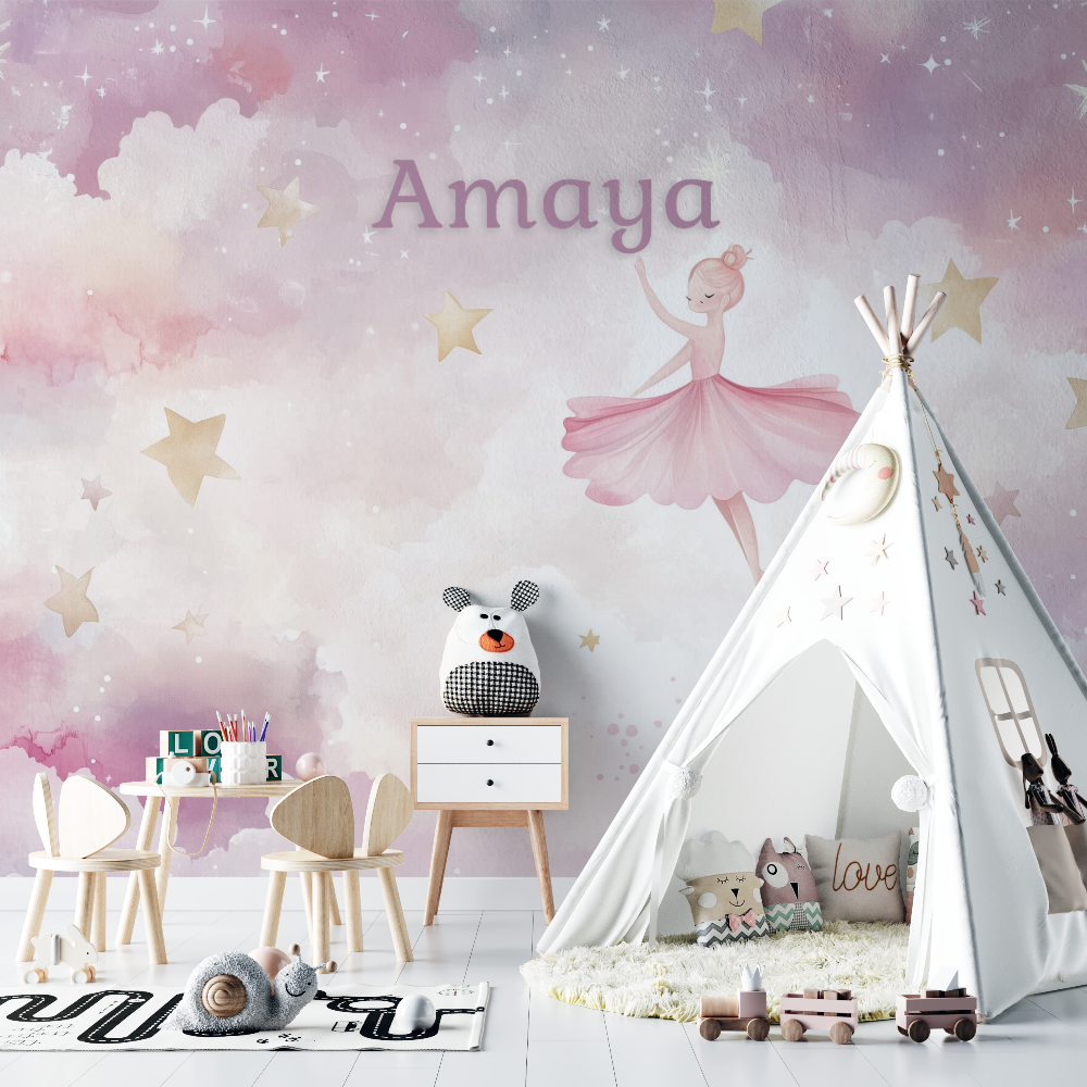 Papier peint prenom danceuse chambre bebe