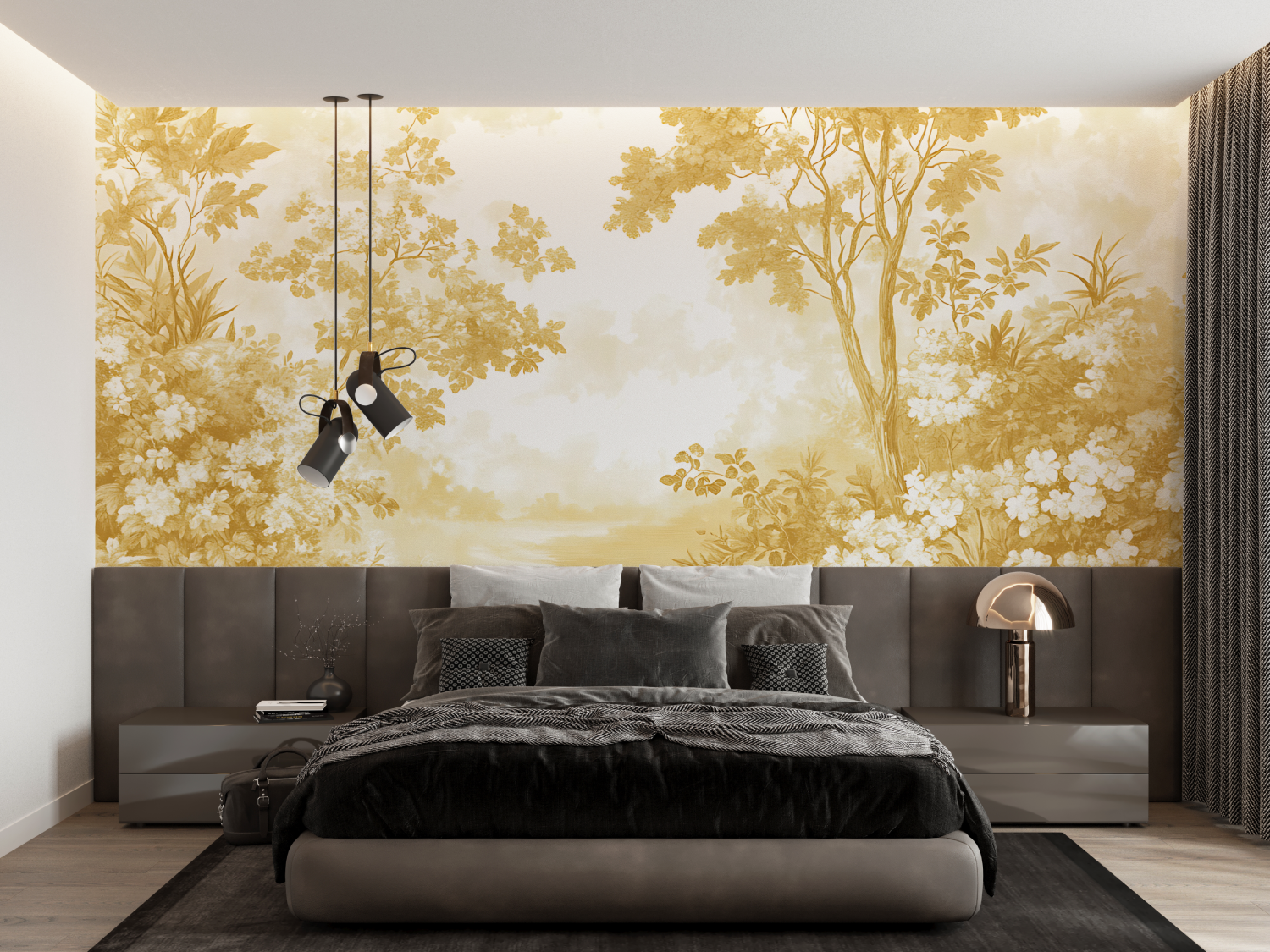 Papier Peint Toile De Jouy Jaune - tapisserie