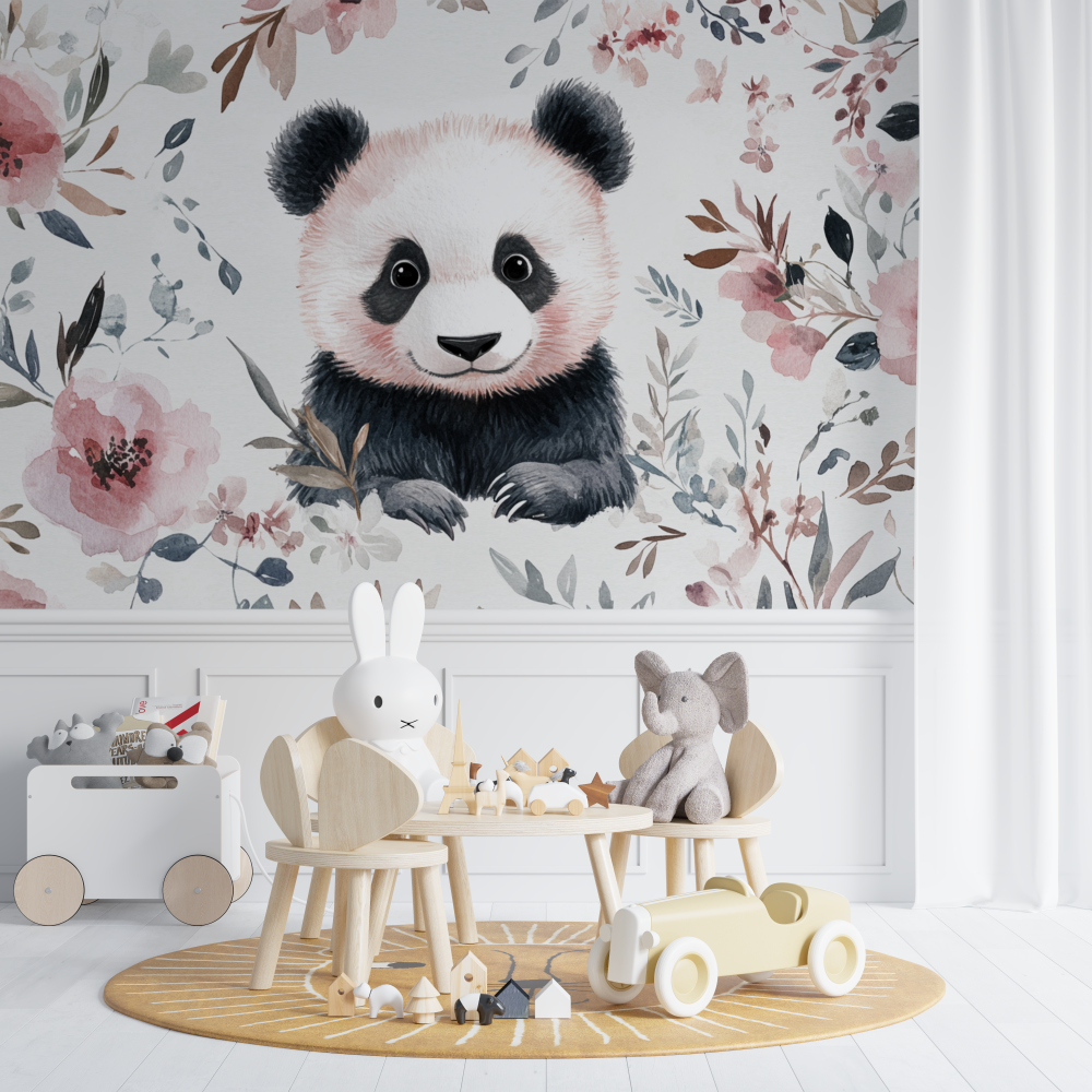Papier peint panda boheme chambre de bebe