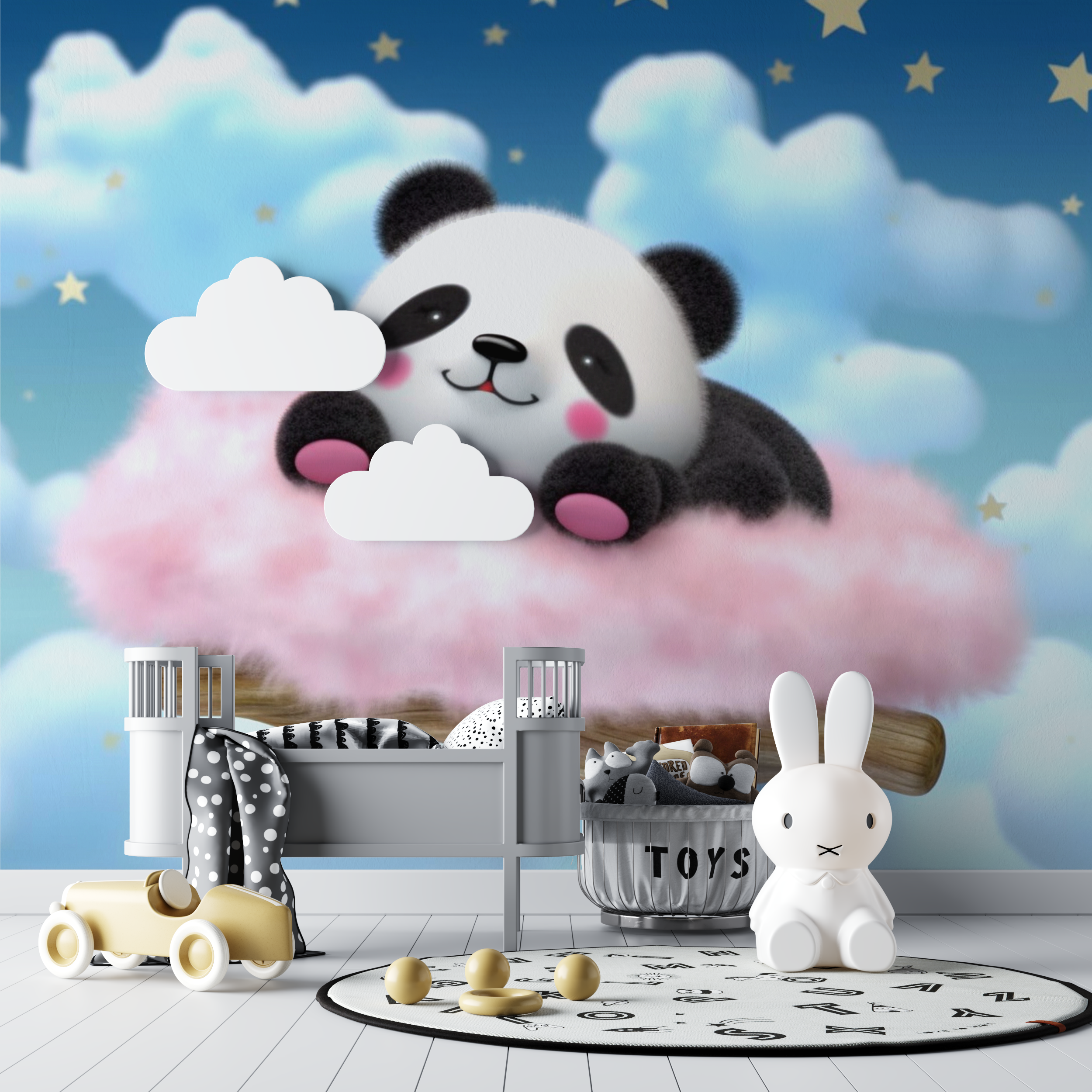 Papier peint panda dessin anime bebe tipi