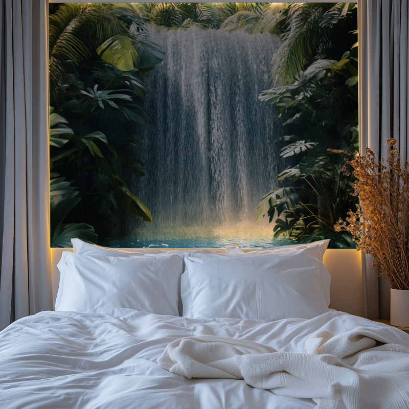 Papier peint trompe loeil cascade chambre premium